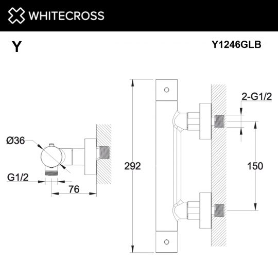 Термостатический смеситель для душа WHITECROSS Y Y1246GLB золото ФОТО