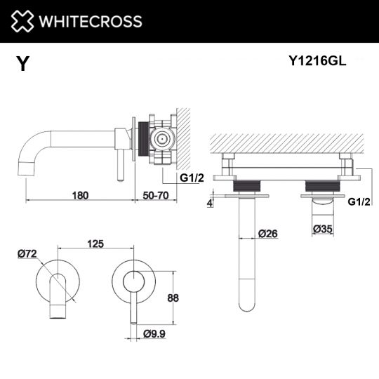 Встраиваемый смеситель для раковины WHITECROSS Y Y1216GL золото ФОТО