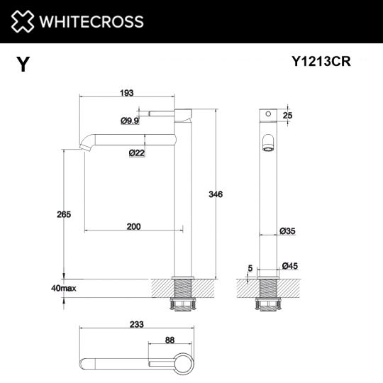 Смеситель для раковины WHITECROSS Y Y1213CR хром ФОТО