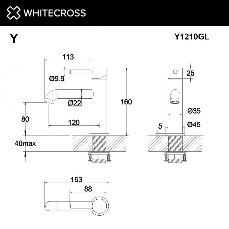 Смеситель для раковины WHITECROSS Y Y1210GL золото ФОТО