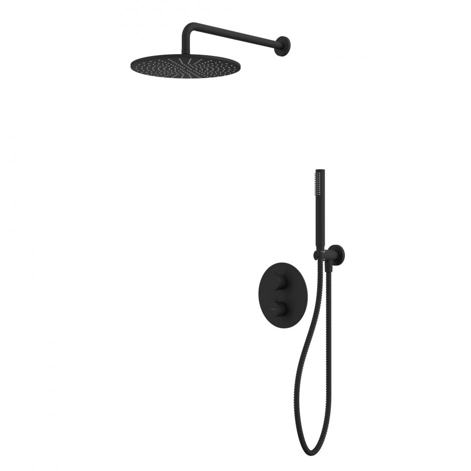 Изображение Термостатическая душевая система скрытого монтажа WHITECROSS Y YSET08BL черный матовый