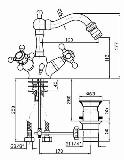 Смеситель Zucchetti Agor для биде ZAG364 схема 2