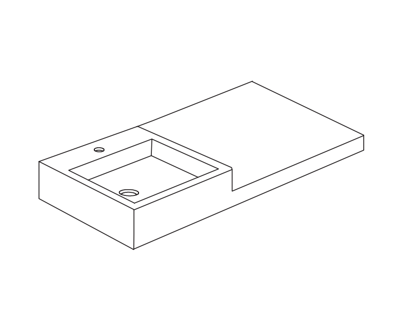 Изображение Раковина Nic Design Semplice 001 382 105х48 с отверстием под смеситель