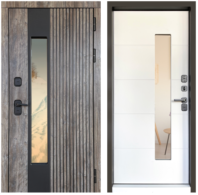 Входная дверь с терморазрывом и стеклопакетом Термо пластик - Светло серый