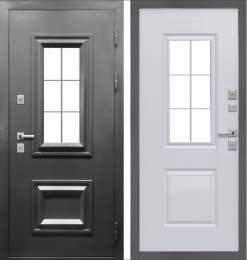 Входная дверь с терморазрывом и стеклопакетом Заводские ПроТермо Графит - Белый