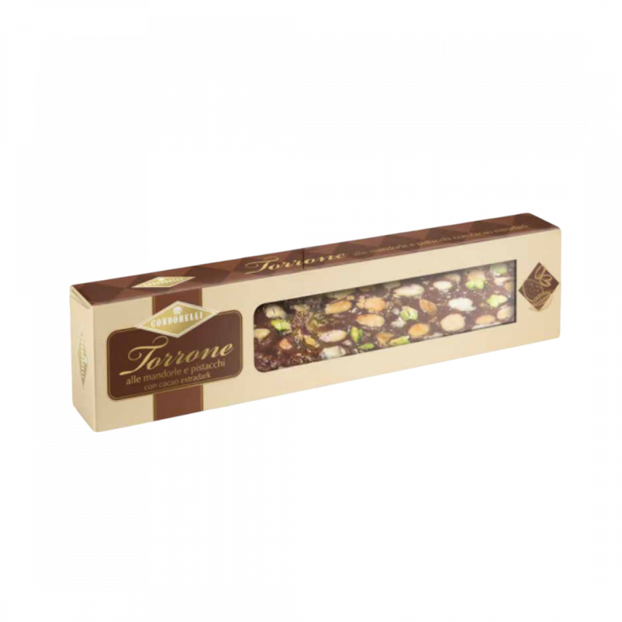 Торроне шоколадный миндально-фисташковый, Condorelli, 150 г, Stecca di torrone mandorle, pistachio e cacao 150 g
