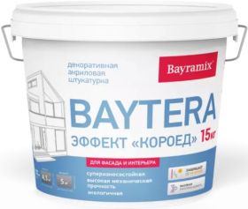 Декоративная Штукатурка Короед Bayramix Baytera 15кг Белая для Внутренних и Наружных Работ / Байрамикс Байтера