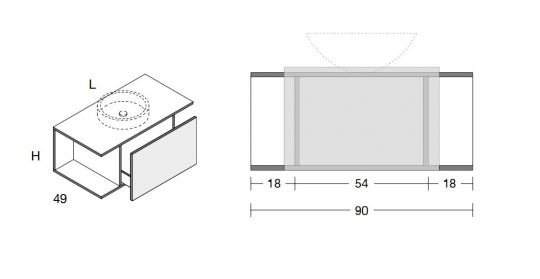 Тумба Antonio Lupi Nemesis 25NE90 25NE90 схема 3