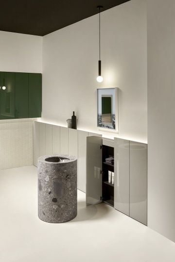 Шкаф подвесной Antonio Lupi ALBO5372W с LED подсветкой, 2 дверки, с топом, GRIGIO SMOG LUCIDO схема 6