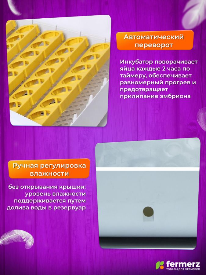 Инкубатор HHD на 42 яица автоматический переворот, оснащен овоскопом