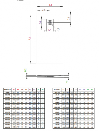 Душевой поддон Radaway Kyntos HKF цвет антрацит схема 3 Душевой поддон Radaway Kyntos HKF цвет антрацит схема 3