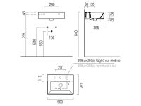 Накладная раковина GSI KUBE X 9447111 500 мм х 370 мм,  с переливом, без крепежа, белая глянцевая схема 2