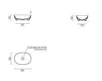 Раковина-чаша накладная овальная GSI PURA 886008 350 мм х 500 мм, цвет Cretta Matte схема 3