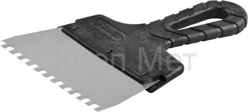 ЗУБР 150 мм, зуб 6 х 6 мм, пластиковая ручка, нержавеющий фасадный шпатель (10078-15-06)