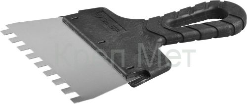 ЗУБР 150 мм, зуб 8 х 8 мм, пластиковая ручка, нержавеющий фасадный шпатель (10078-15-08)