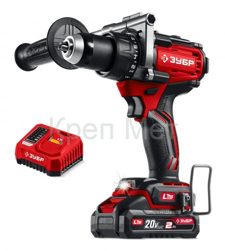 ЗУБР 20 В, 165 Н·м, 1 АКБ LMS (2 А·ч), бесщеточная дрель-шуруповерт (ДБ-165-21)