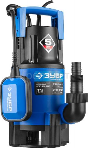 ЗУБР 750 Вт, дренажный насос для грязной воды, Профессионал (НПГ-Т3-750)
