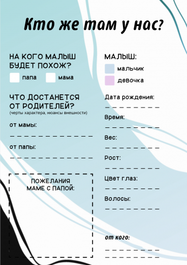 Анкета на гендер-пати PT-31705