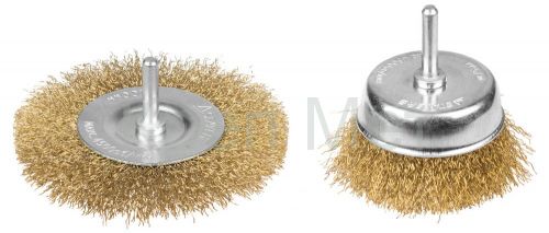 STAYER 2 шт, витая стальная латунированная проволока 0.3 мм, набор щеток-крацовок для дрели, Professinal (35150-H2)