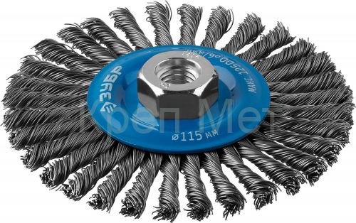 ЗУБР 115 мм, жгутированная стальная проволока 0.5 мм, щетка дисковая для УШМ, Профессионал (35192-115)