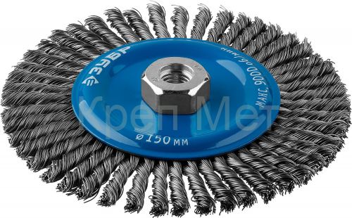 ЗУБР 150 мм, стальная проволоки 0.5 мм, щетка дисковая для УШМ, Профессионал (35192-150)