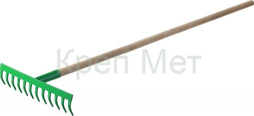 РОСТОК 310 x 80 x 1300 мм, 12 прямых зубьев, рабочая поверхность из стали, покрытие краска, черенок деревянный высш. сорт, грабли (421901-12)