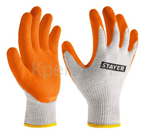 STAYER ULTRA, S-M, х/б перчатки с рельефным латексным покрытием, противоскользящие (11403-S)