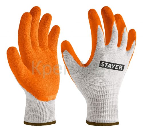 STAYER ULTRA, L-XL, х/б перчатки с рельефным латексным покрытием, противоскользящие (11403-XL)