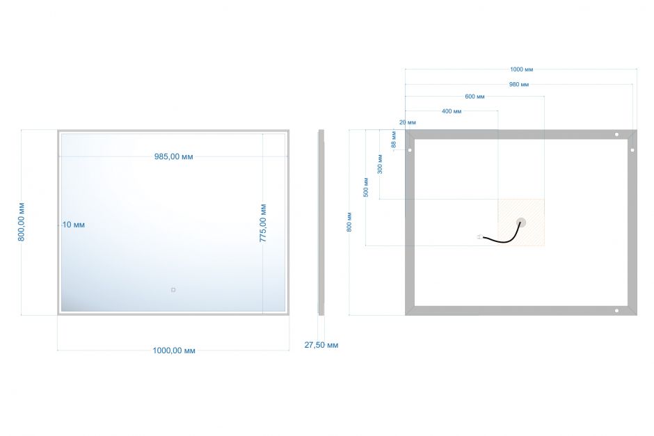 Зеркало ABBER See AG6108SXL-1.0 с подсветкой, сенсорный выключатель, диммер ФОТО