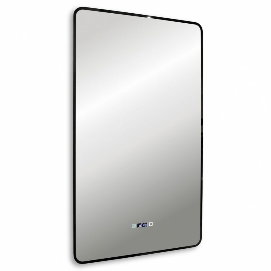 Зеркало ABBER See AG6114SWHB с подсветкой, сенсорный выключатель, диммер, часы, подогрев, черный