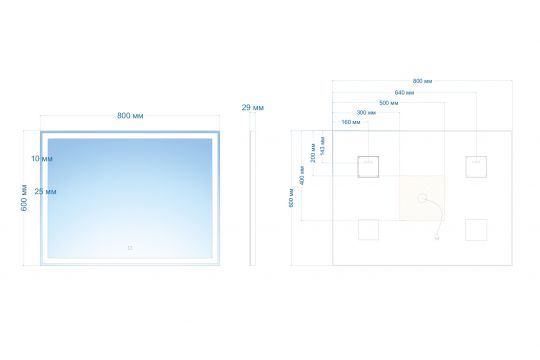 Зеркало ABBER See AG6116S с подсветкой, сенсорный выключатель, диммер схема 3