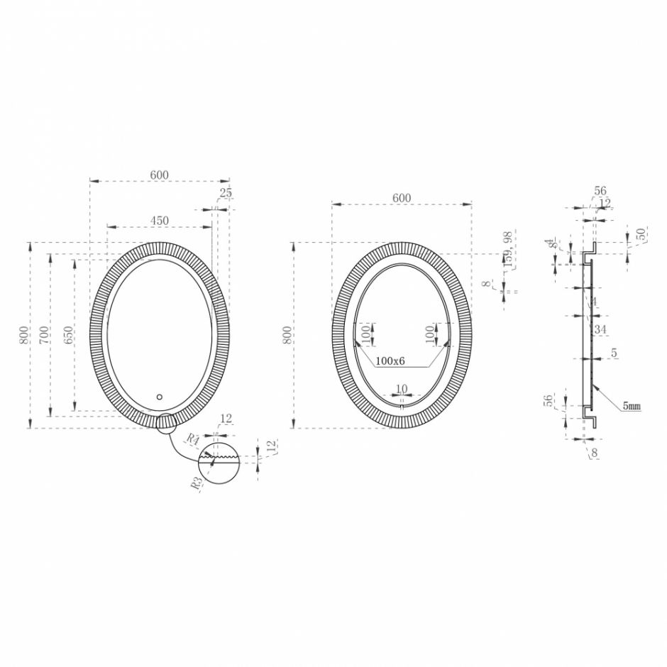 Зеркало для ванной ABBER Stein AS6601Violett с подсветкой ФОТО