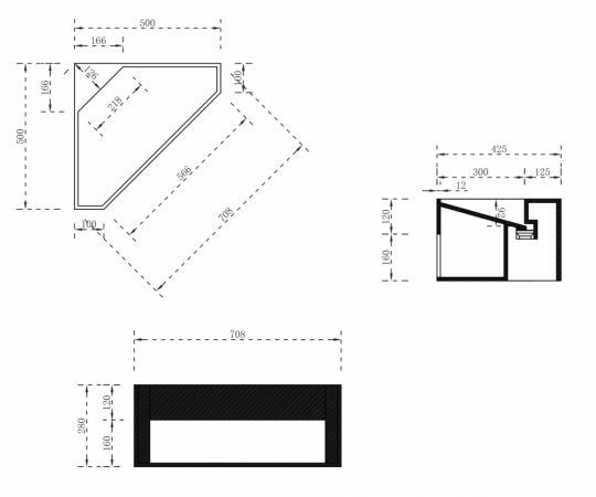Тумба с раковиной ABBER Stein AS2653 подвесная, угловая, белая матовая схема 2