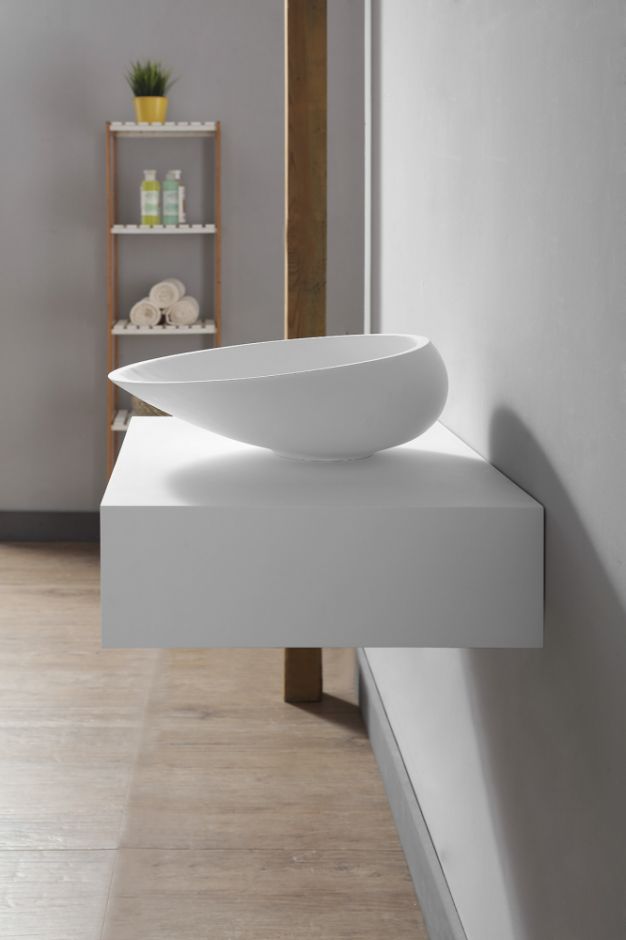 Тумба под раковину ABBER Stein AS1612 подвесная, белая матовая ФОТО