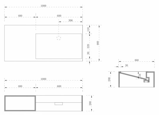 Тумба с раковиной ABBER Stein AS2640-1.0 L подвесная, белая матовая схема 2