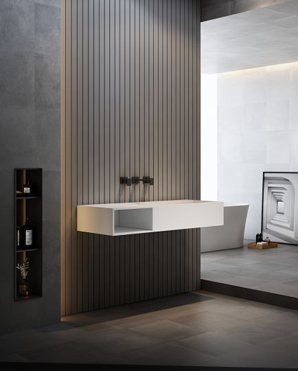 Тумба с раковиной ABBER Stein AS2640-1.2 L подвесная, белая матовая схема 3