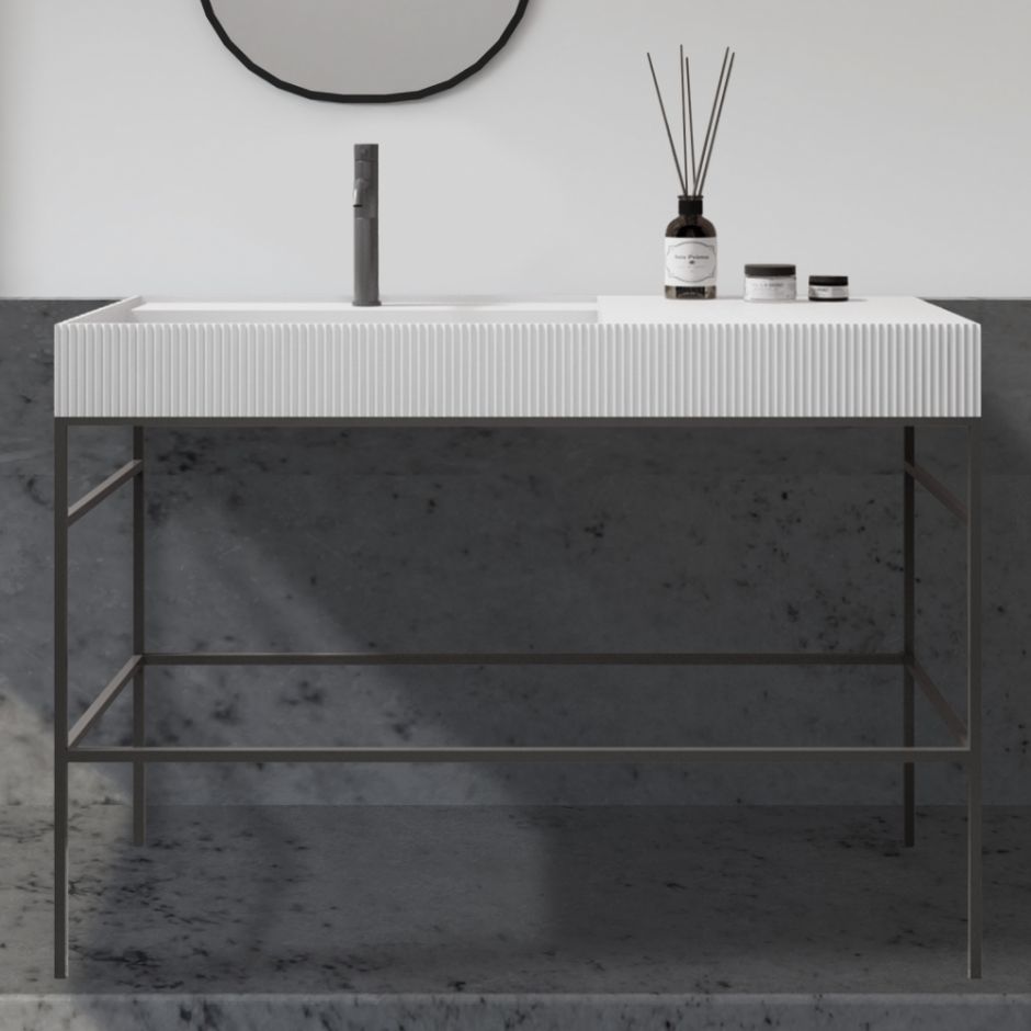 Изображение Консоль с раковиной ABBER Stein AS2647 напольная, белая матовая