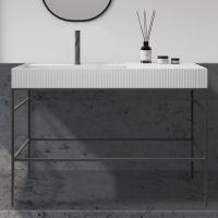 Консоль с раковиной ABBER Stein AS2647 напольная, белая матовая схема 1