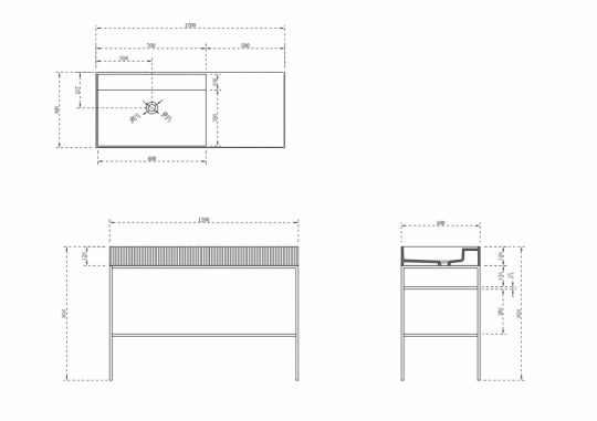 Консоль с раковиной ABBER Stein AS2647 напольная, белая матовая схема 2