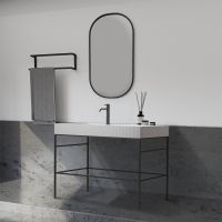 Консоль с раковиной ABBER Stein AS2647 напольная, белая матовая схема 3