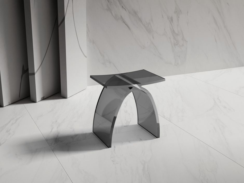 Стульчик для ванной прозрачный ABBER Kristall AT1739Onyx черный ФОТО