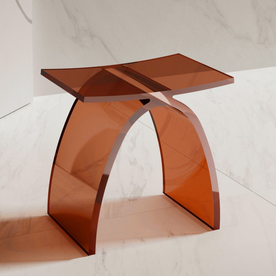 Изображение Стульчик для ванной прозрачный ABBER Kristall AT1739Opal коричневый