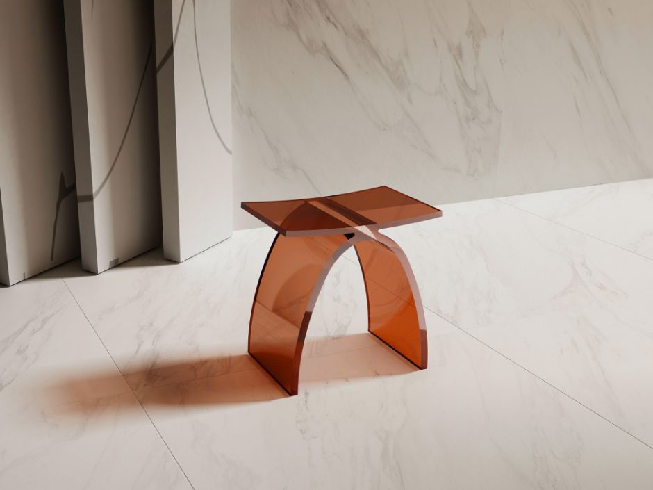 Стульчик для ванной прозрачный ABBER Kristall AT1739Opal коричневый ФОТО