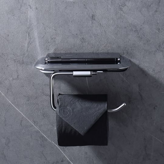 Бумагодержатель с полкой для телефона ABBER Nord AA1530 хром схема 3