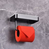 Бумагодержатель с полкой для телефона ABBER Westen AA1730B черный матовый схема 3