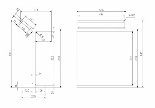 Столик для ванной комнаты ABBER Stein AS1637 с полотенцедержателем, белый матовый схема 2