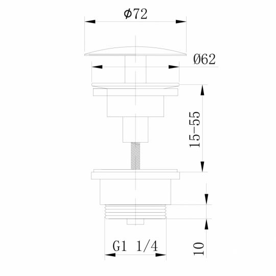 Донный клапан ABBER AF0012RG без перелива, фиксированный, розовое золото схема 2 Донный клапан ABBER AF0012RG без перелива, фиксированный, розовое золото схема 2