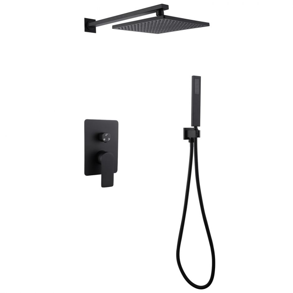 Изображение Душевая система ABBER Weiss Insel AF8018B скрытого монтажа без излива, черная матовая