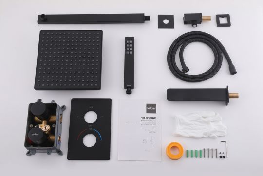 Душевая система ABBER Weiss Insel AF8050B скрытого монтажа с изливом, термостат, черная матовая схема 3 Душевая система ABBER Weiss Insel AF8050B скрытого монтажа с изливом, термостат, черная матовая схема 3