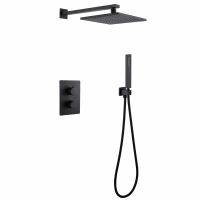 Душевая система ABBER Weiss Insel AF8051B скрытого монтажа без излива, термостат, черный матовый схема 1
